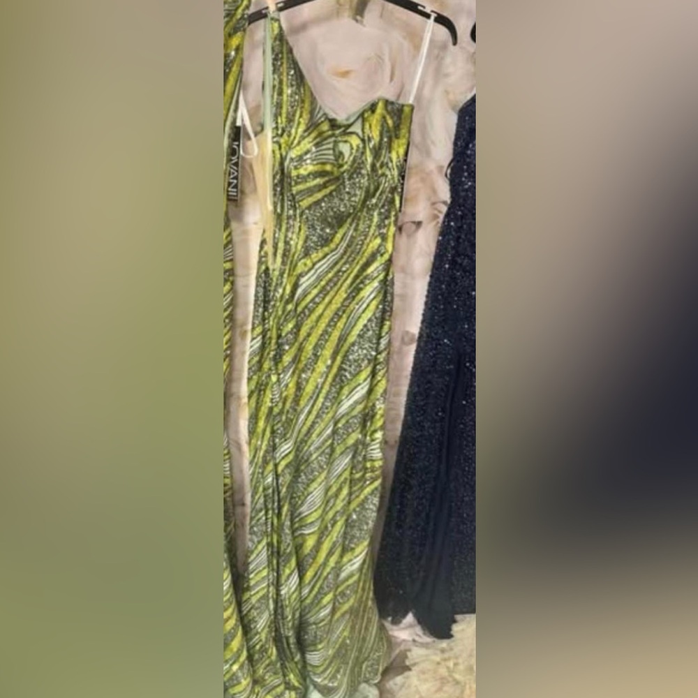 Green and lime sequin gown